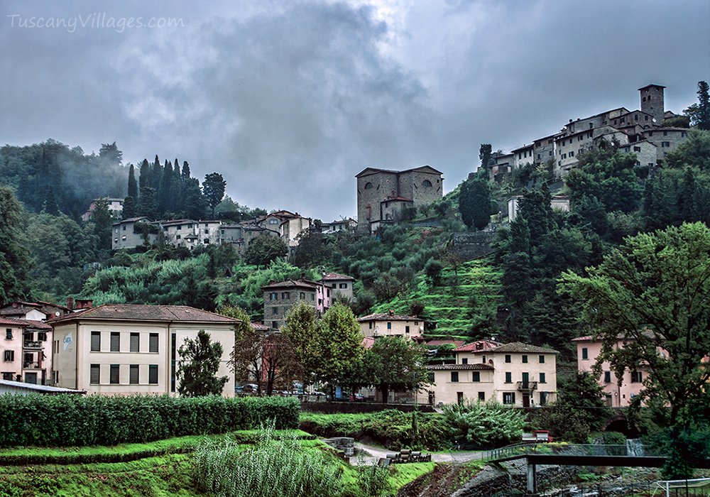 The village of Pietrabuona on its knoll above the Pescia valley