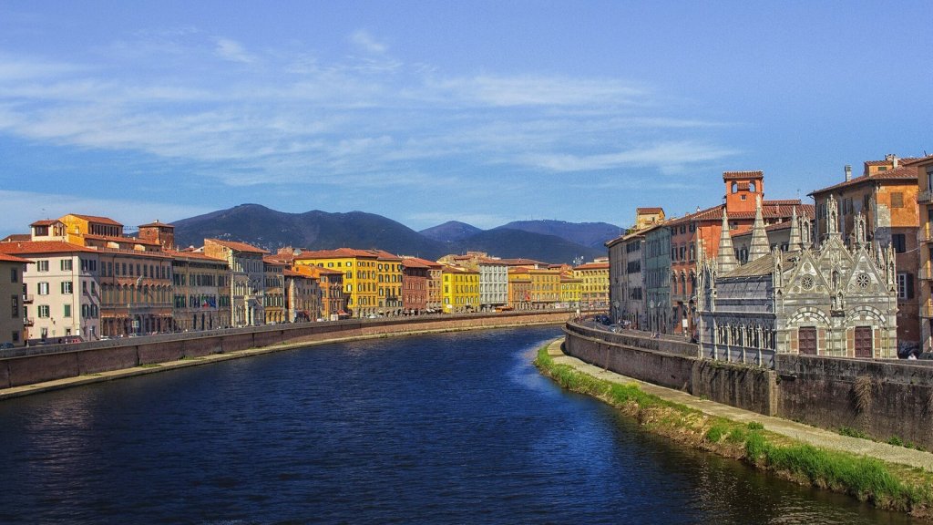 The small spired Gothic church of Santa Maria della Spina on the bank of the Arno in Pisa